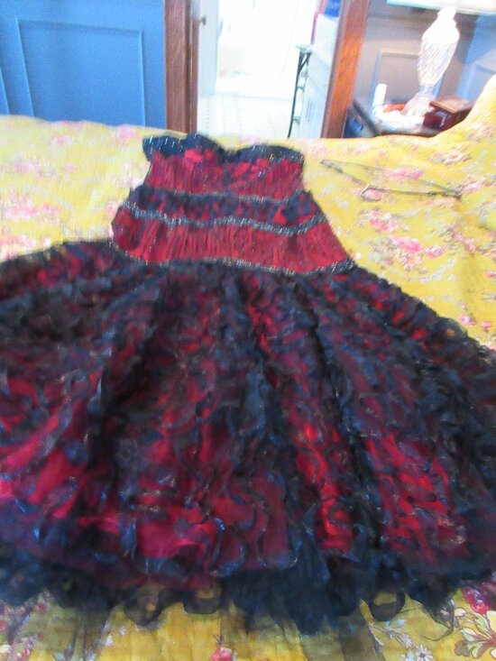 Dresses & Skirts - Incredible Black Net Beaded netting over Red  Gown, Rose Titanic dress vibes M
